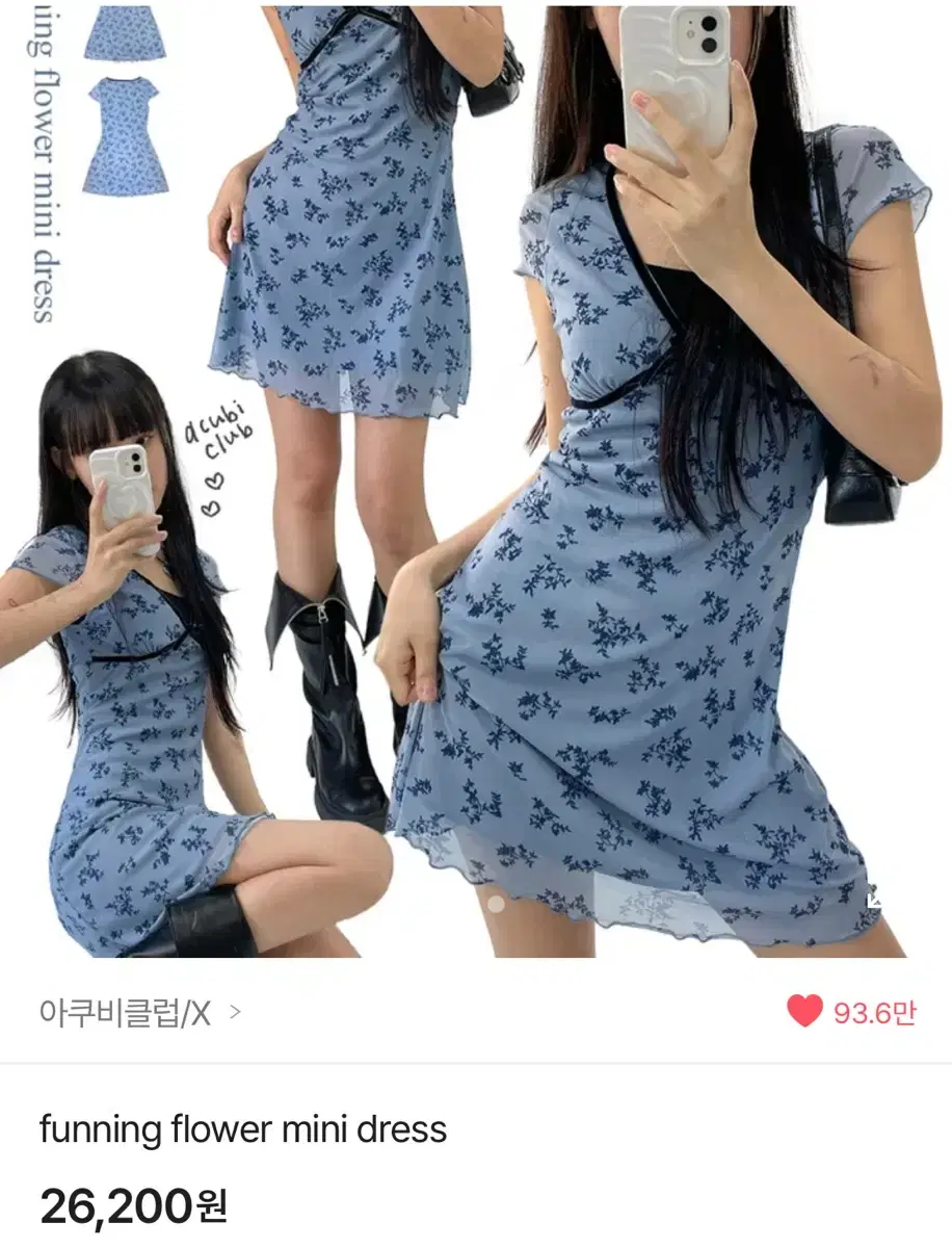 (품절상품) 아쿠비클럽 flower mini dress 미니드레스